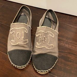 Chanel Espadrilles Grey and Black Denim Size 7